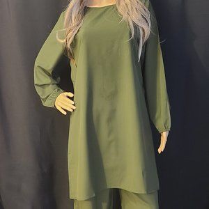 Olive Short Abaya with Pants/Tunic & Pants
